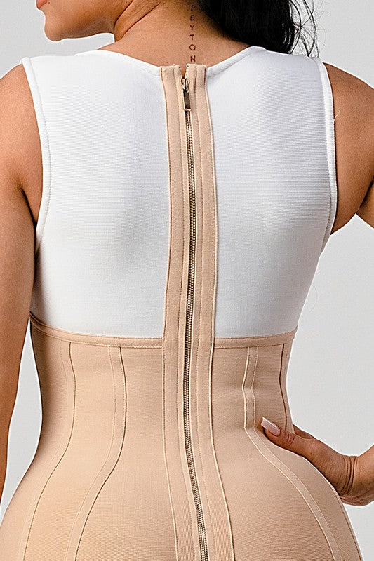 Beaded Contrast Bandage Dress