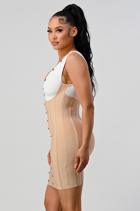 Beaded Contrast Bandage Dress