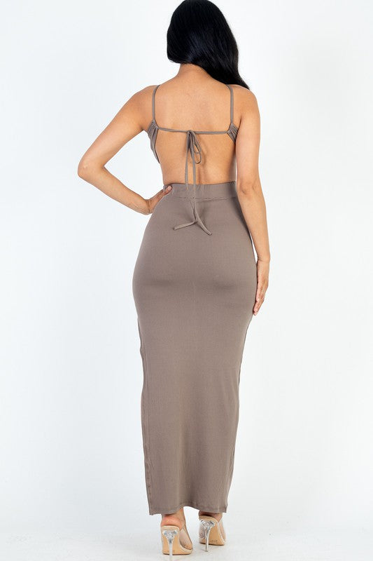 Backless Split Thigh Maxi Dress