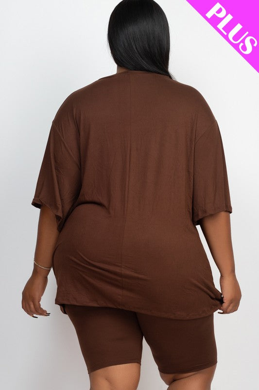 Loose Fit Top Biker Shorts Set | Plus