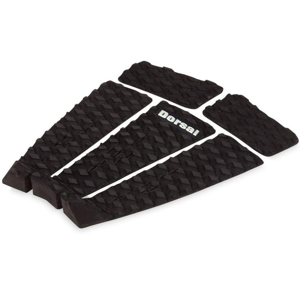 DORSAL Five 5 Piece EVA Surfboard Deck Traction Pads with Kicker Tail for Stomp Skimboards, Surf Boards, Fish Board, Funboard Black/White