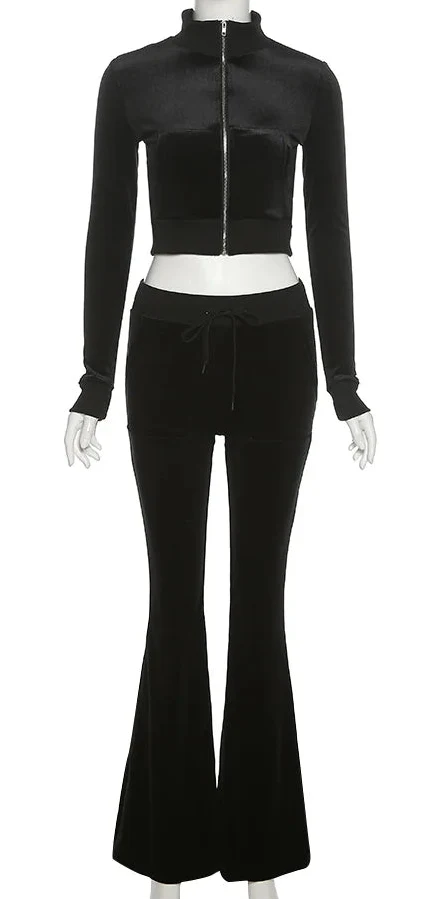Velour Luxe Zip-Up Jogger Set