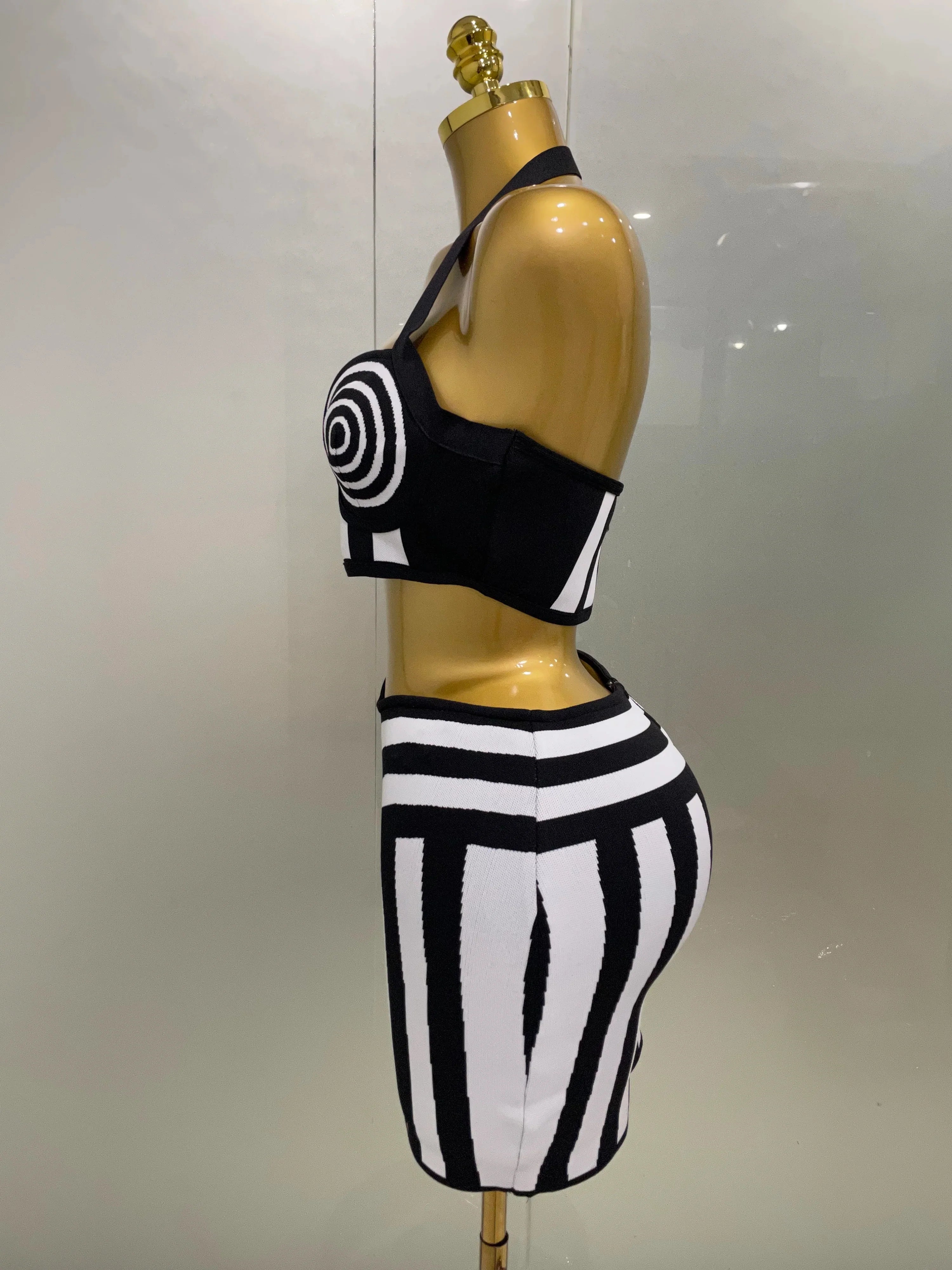 Optical Illusion Halter Bandage 2-Piece Set