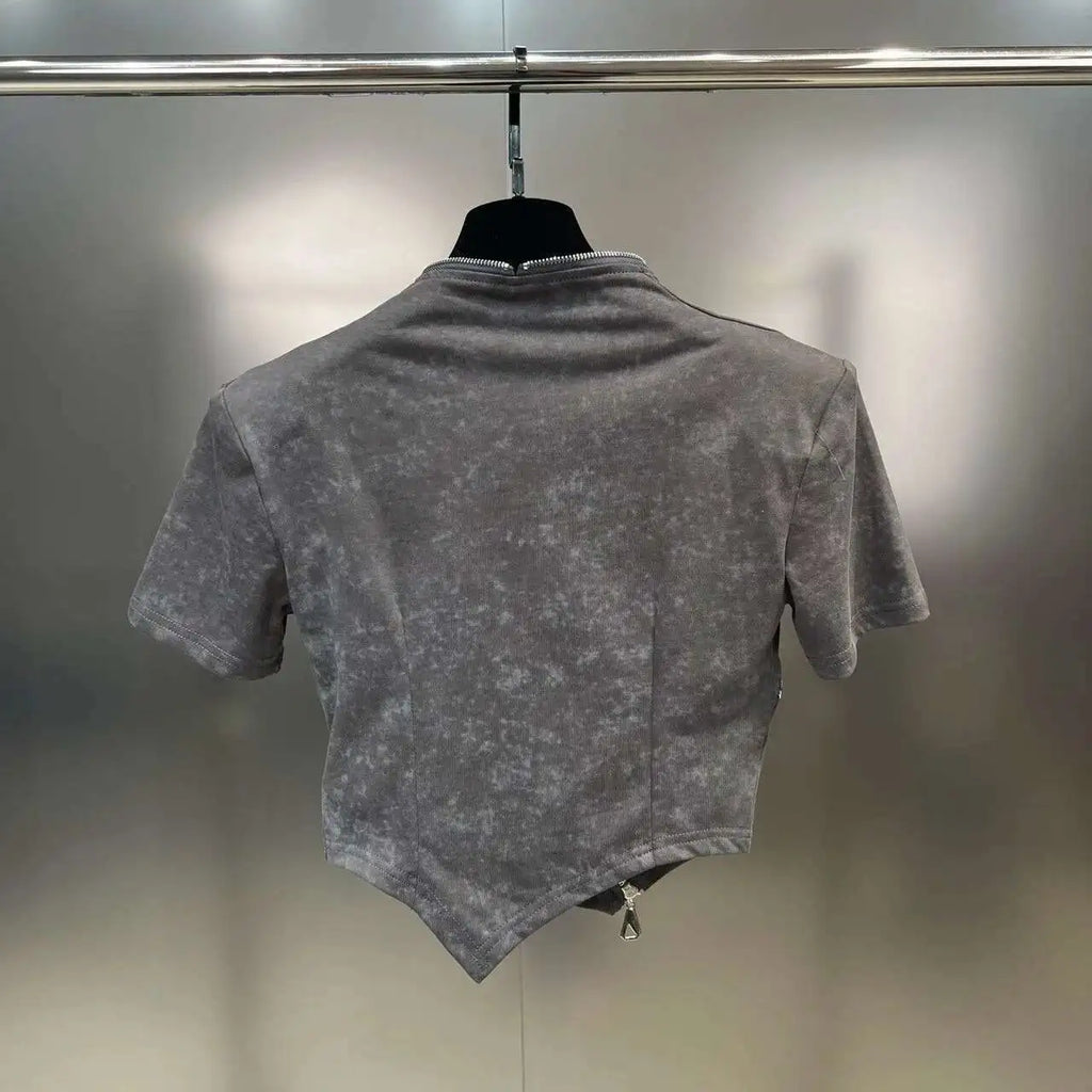 Asymmetry Edge Zip Top