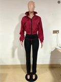 Velocity Luxe Zip-Front Active 2-Piece Set | Contrast Stitch Leggings & Cropped Jacket