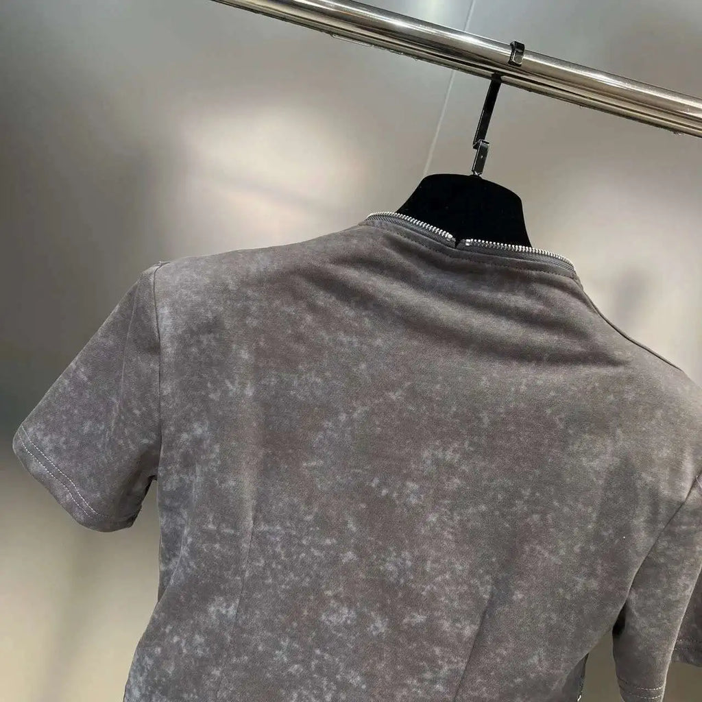 Asymmetry Edge Zip Top