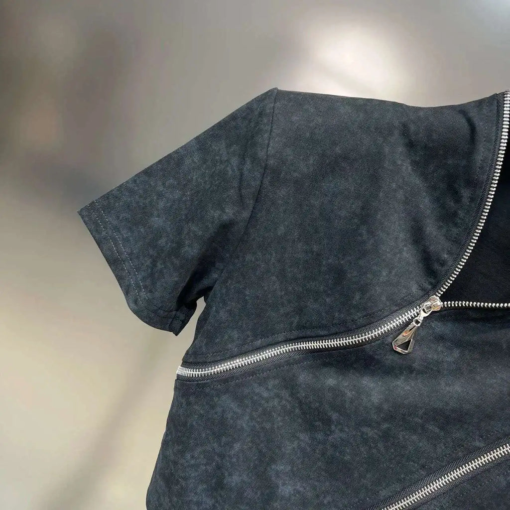 Asymmetry Edge Zip Top