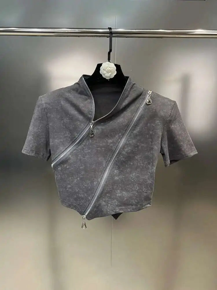 Asymmetry Edge Zip Top