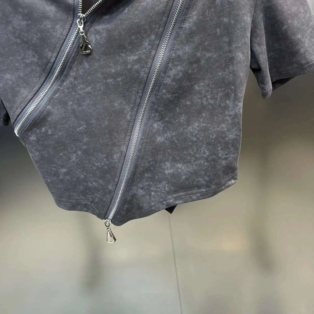 Asymmetry Edge Zip Top