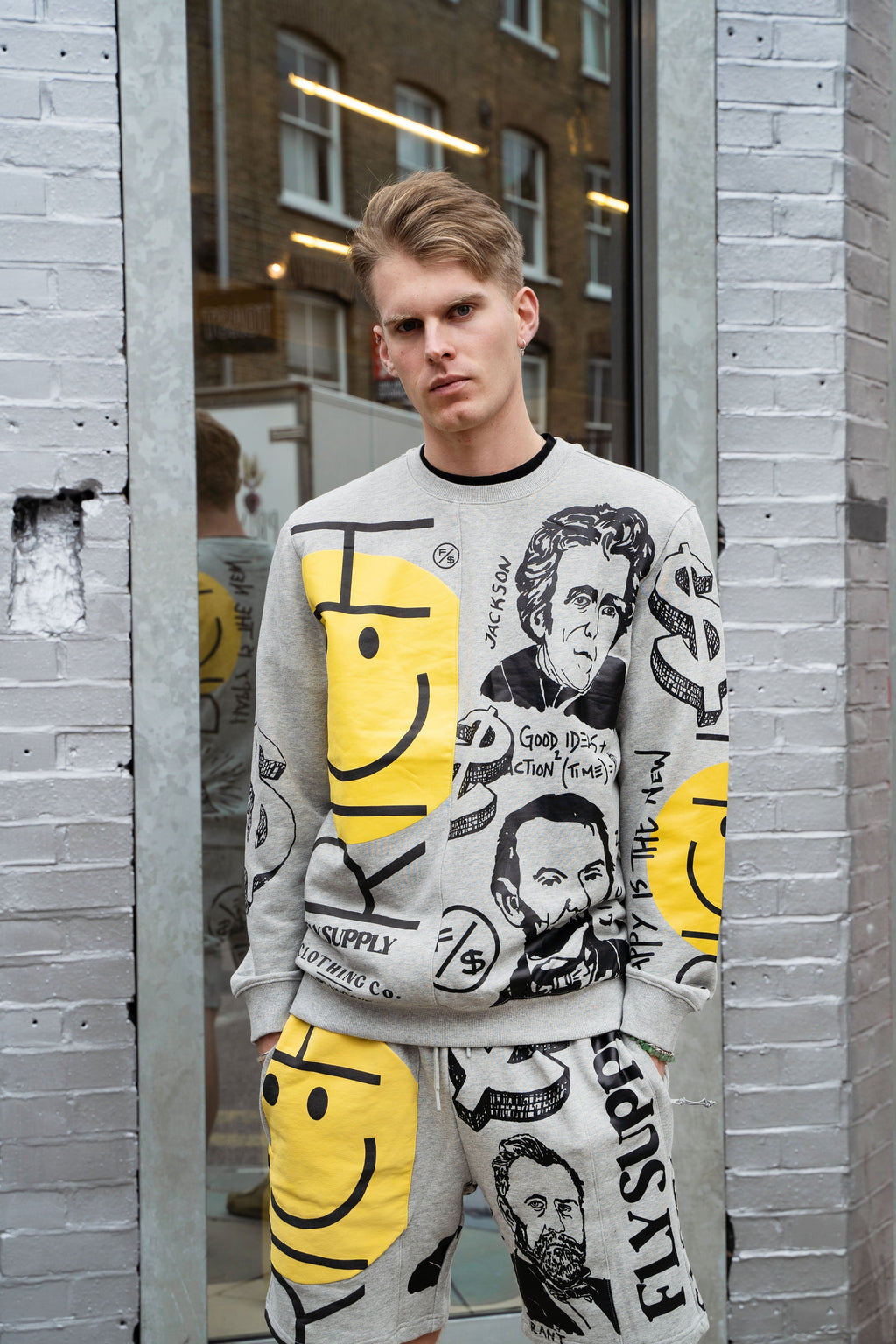 Graphic Statement Sweater – Streetwear Print Crewneck – Oversized Art Knit