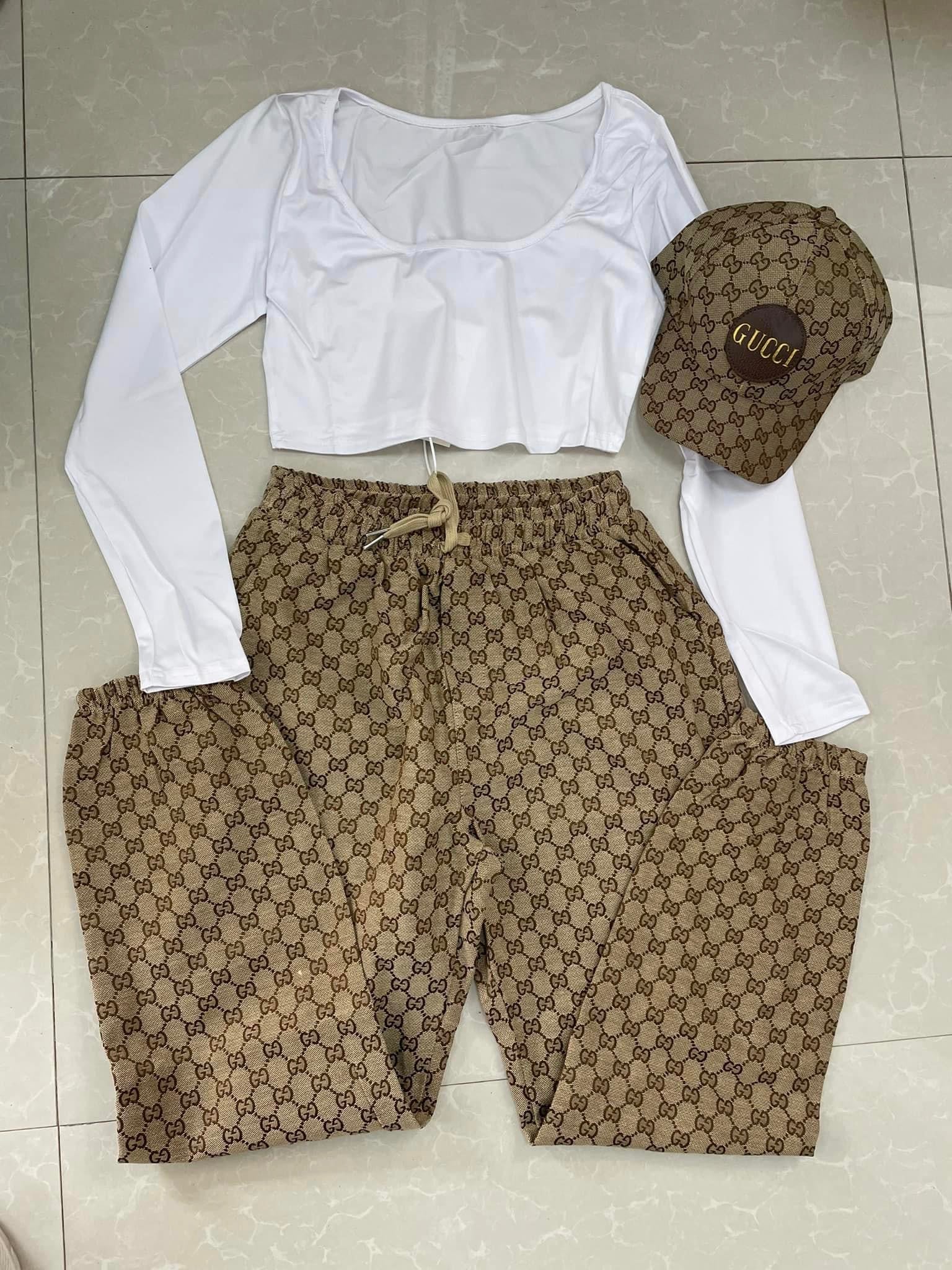 Lounge Set – Crop Top, Drawstring Joggers & Matching Hat – Casual Chic