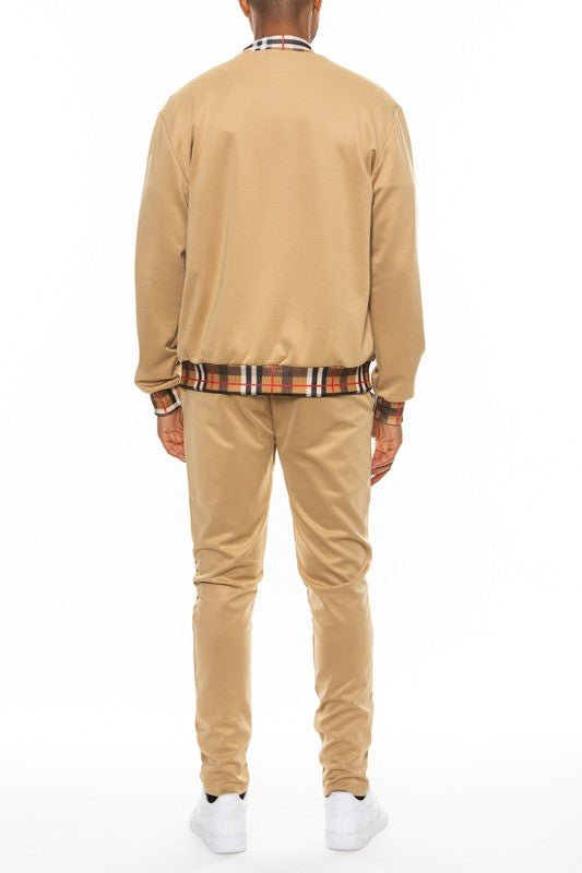 Checkered Waistband Track Set – 2 Piece Jogger Set – Athletic Casual
