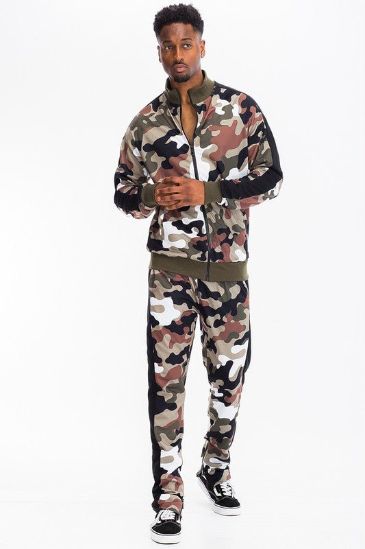 Camo Tracksuit – 2 Piece Streetwear Set – Slim Fit
